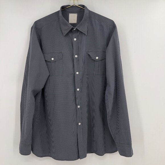 Billy Reid Big & Tall Men’s Long Sleeve Button Up Shirt Gray Check Size XXL - Picture 1 of 12
